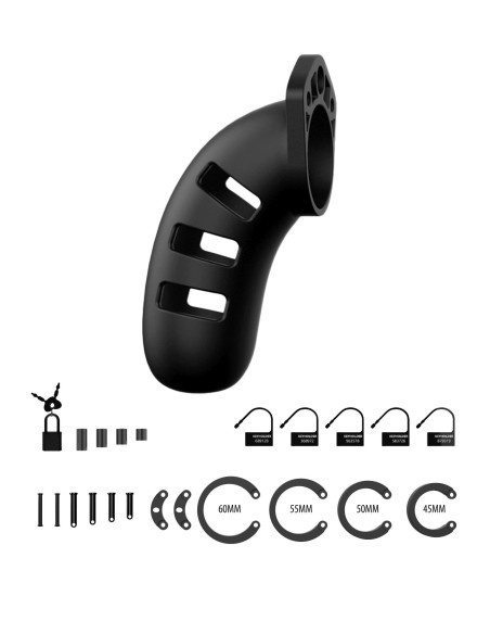 Model 21 - Chastity - 4.5"""" - Silicone Cock Cage - Black