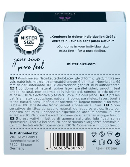 Mister Size 69mm pack of 3