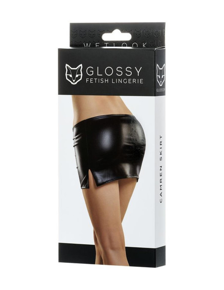 Glossy Shiny Wetlook skirt CAMREN - black L