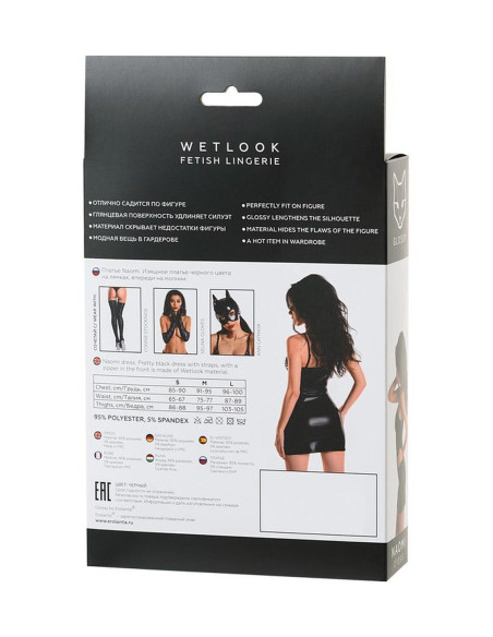 Wetlook black dress NAOMI - black L