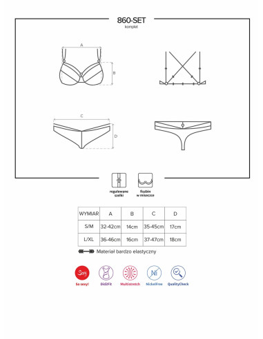 Bielizna-860-SET-3 komplet 2-częściowy czerwony L/XL