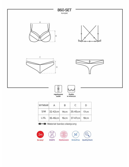 Bielizna-860-SET-3 komplet 2-częściowy czerwony L/XL