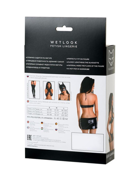 Wetlook shiny set BRIANNA - black L