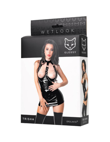 Wetlook dress Trisha - black XL
