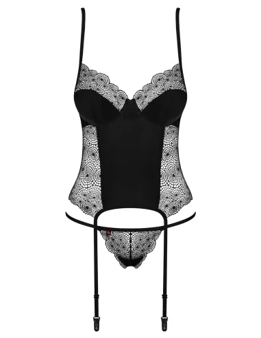 Bielizna-Sharlotte gorset i stringi czarny  S/M