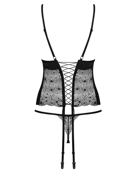 Bielizna-Sharlotte gorset i stringi czarny  S/M