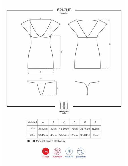 Bielizna-821-CHE-1 koszulka i stringi L/XL