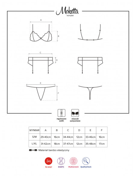 Bielizna-Moketta komplet 3-częściowy L/XL