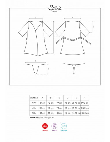 Bielizna-Satinia szlafrok czarny  S/M