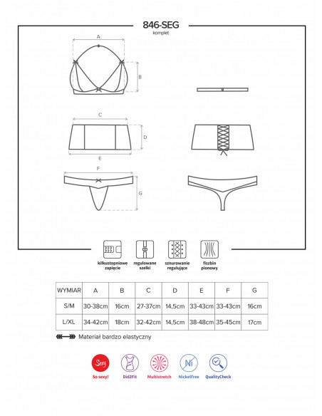Bielizna-846-SEG-1 komplet 3-częściowy  S/M
