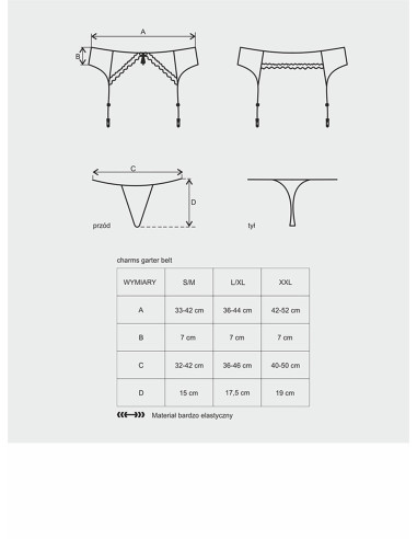 Bielizna-Charms pas do pończoch i stringi czarny  S/M