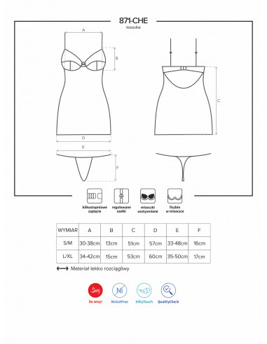Bielizna-871-CHE-2 koszulka i stringi  S/M