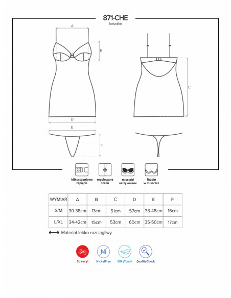 Bielizna-871-CHE-2 koszulka i stringi  S/M