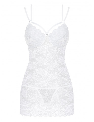 Bielizna-860-CHE-2 koszulka i stringi biała L/XL