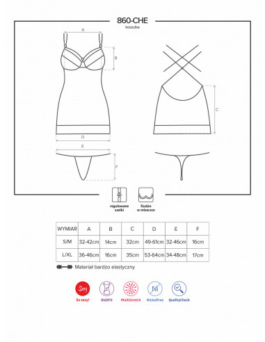 Bielizna-860-CHE-2 koszulka i stringi biała L/XL