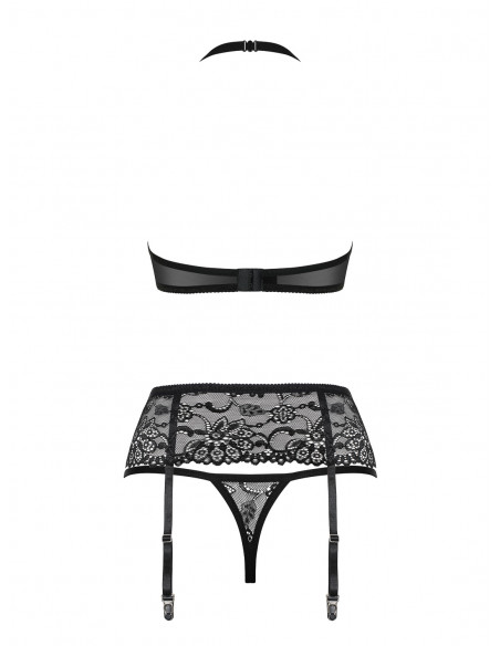 Bielizna-838-SEG-1 komplet 3-częściowy czarny  S/M