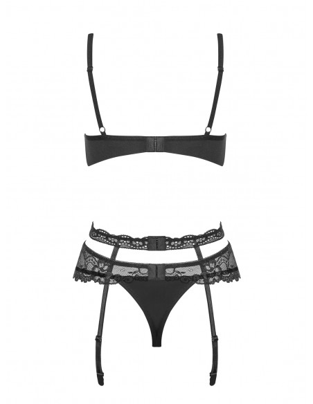 Bielizna-Heartina komplet 3-częściowy czarny  S/M