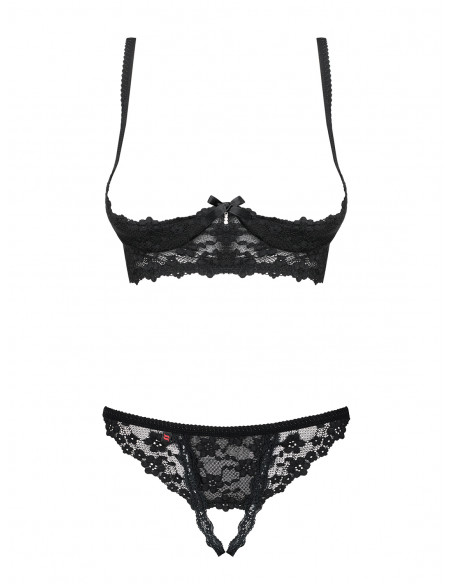 Bielizna-Letica komplet 2-częściowy otwarty czarny  S/M