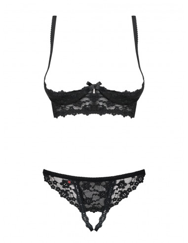 Bielizna-Letica komplet 2-częściowy otwarty czarny L/XL