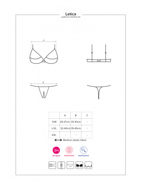 Bielizna-Letica komplet 2-częściowy otwarty czarny L/XL