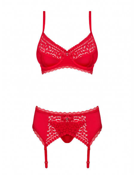 Bielizna-Jolierose komplet 3-częściowy czerwony XXL