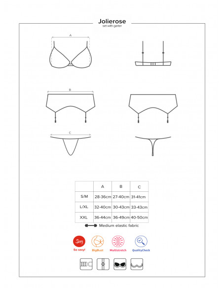 Bielizna-Jolierose komplet 3-częściowy czerwony XXL