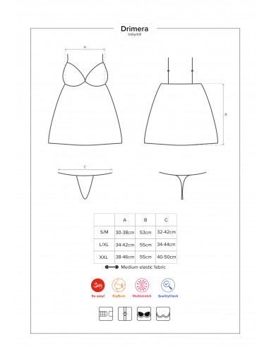 Bielizna-Drimera babydoll i stringi niebieska XXL