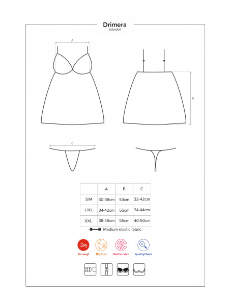 Bielizna-Drimera babydoll i stringi niebieska XXL