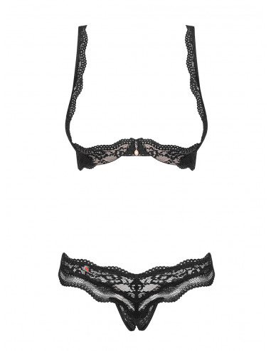 Bielizna-Luvae komplet 2-częściowy otwarty Czarny  S/M