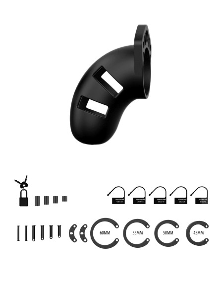 Model 20 - Chastity - 3.5"""" - Silicone Cock Cage - Black