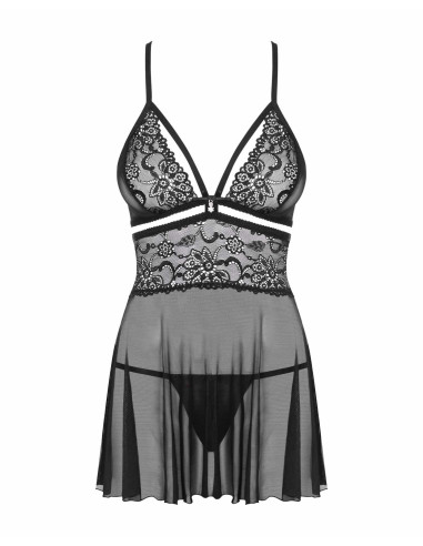Bielizna-838-BAB-1 babydoll i stringi czarna XXL