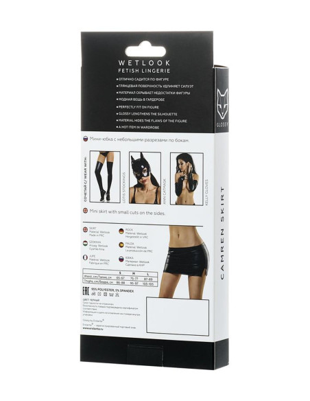 Glossy Shiny Wetlook skirt CAMREN - black XL