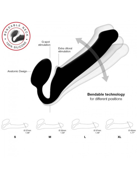 SEMI-REALISTIC BENDABLE STRAP-ON BLACK - S