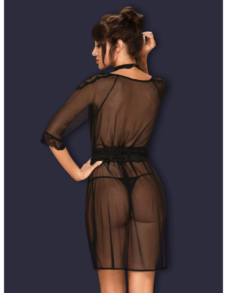 Bielizna-Lucita peniuar czarny  S/M
