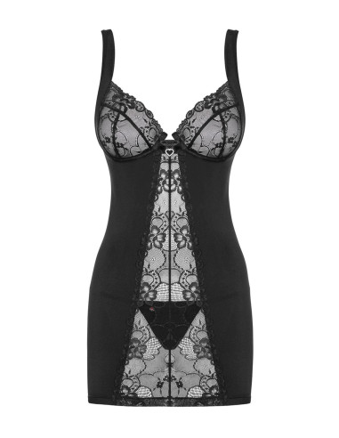 Bielizna-Heartina koszulka i stringi czarna  S/M