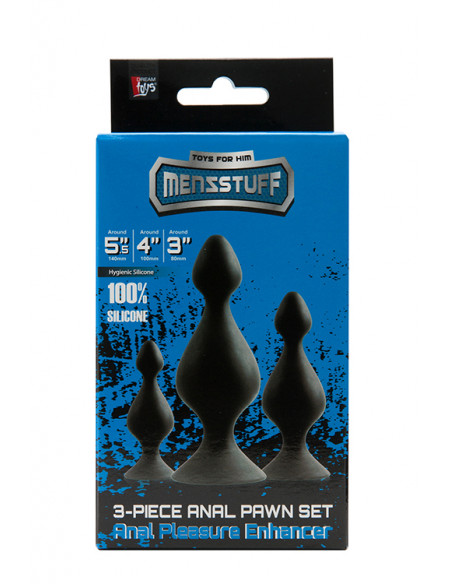 Zestaw-MENZSTUFF 3-PIECE ANAL PAWN SET BLACK
