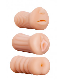 Zestaw-REALSTUFF 3 IN 1 MASTURBATORS FLESH