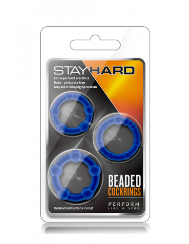 Zestaw-STAY HARD BEADED COCKRINGS BLUE