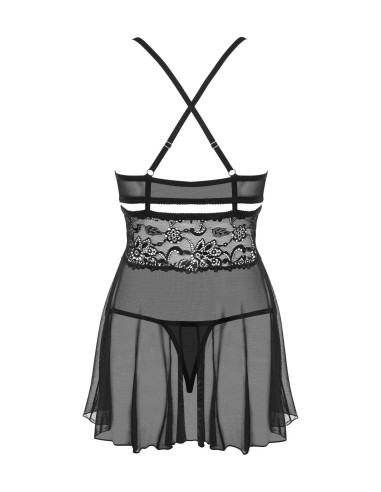 Bielizna-838-BAB-1 babydoll i stringi czarna L/XL