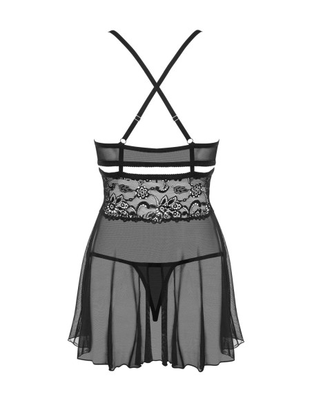 Bielizna-838-BAB-1 babydoll i stringi czarna L/XL