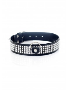 Fetish Boss Series Collar with crystals 3 cm silver