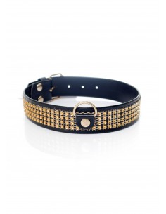Fetish Boss Series Collar with crystals 3 cm gold