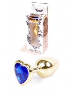 Plug-Jawellery Gold  Heart PLUG- Dark Blue