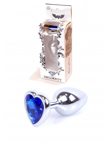 Plug-Jawellery Silver  Heart PLUG- Dark Blue