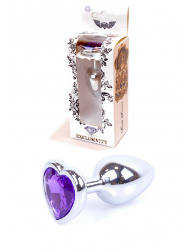 Plug-Jawellery Silver  Heart PLUG- Purple
