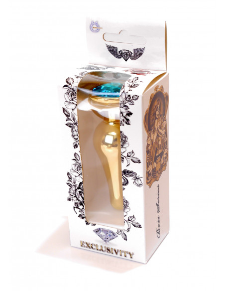 Plug-Jawellery Gold BUTT PLUG- Light Blue