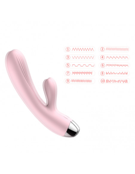 Wibrator-Silicone Vibrator Pink USB 10 Function / Heating