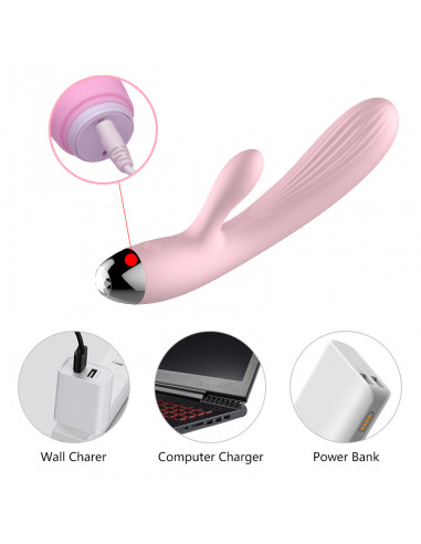 Wibrator-Silicone Vibrator Pink USB 10 Function / Heating