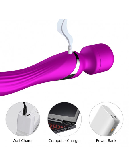Stymulator-Silicone Dual Massager USB 7+7 Function Purple