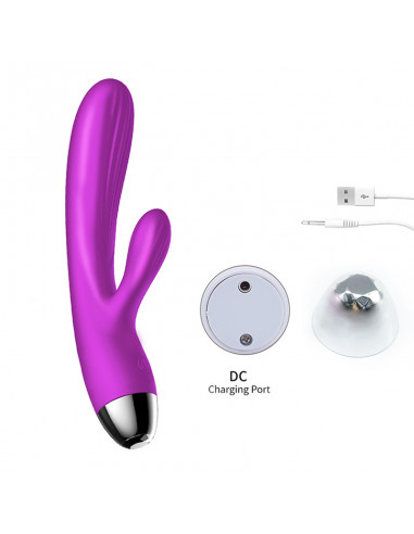 Wibrator-Silicone Vibrator and Pulsator Purple USB 7+7 Function / Heating